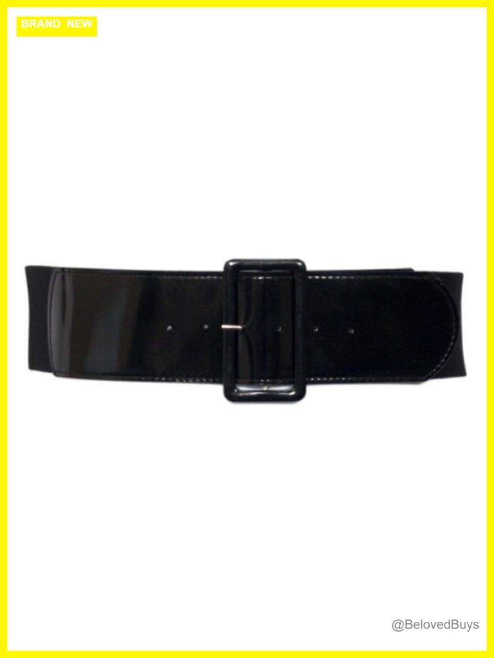 Wide Patent Leather Fashion Belt with Buckle, Plus Size